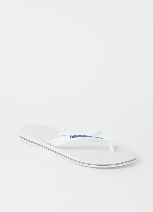 Havaianas Brasil slipper met logo - voorkant 4 wit