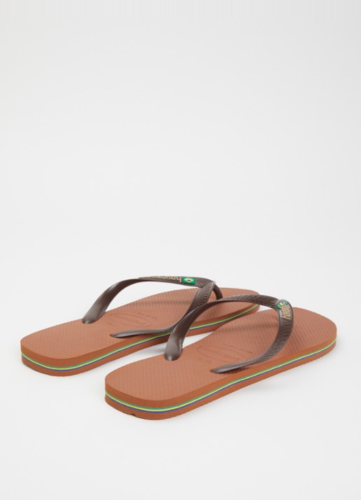 Havaianas Brasil slipper met logo - achterkant 3 roestbruin