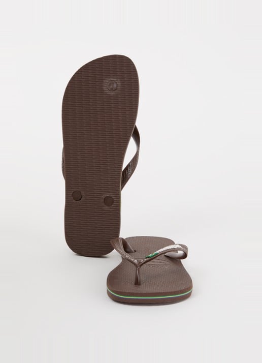 Havaianas Brasil slipper met logo - detail donkerbruin