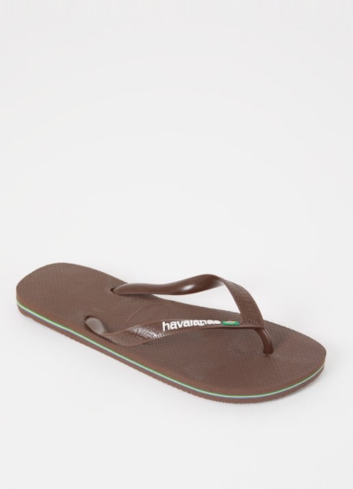 Havaianas Brasil slipper met logo - voorkant 3 donkerbruin