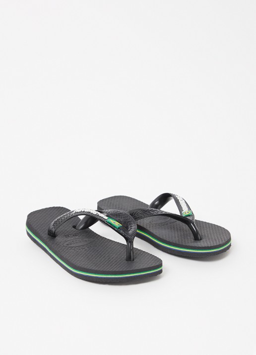 Havaianas Brasil slipper met logo - voorkant 3 zwart
