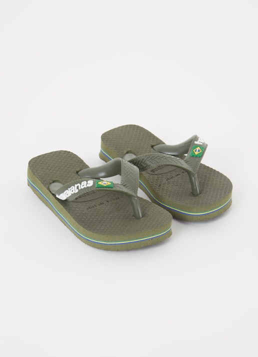 Havaianas Brasil slipper met logo - voorkant 2 legergroen