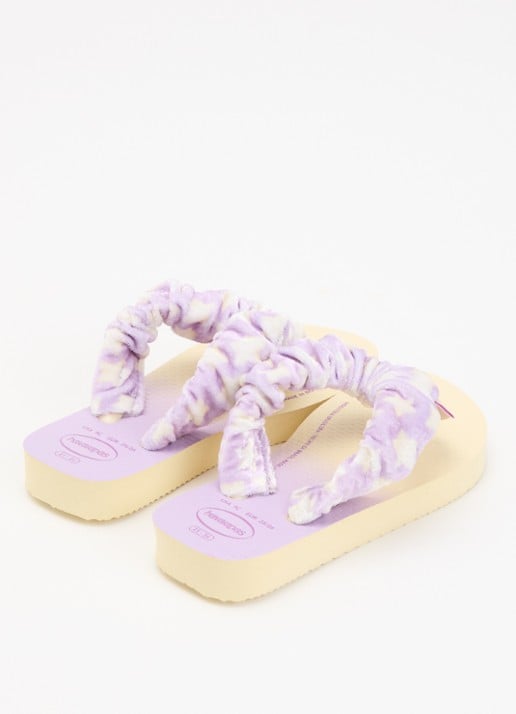 Havaianas Fluffy slippers van fluweel met print - achterkant 2 gebroken wit