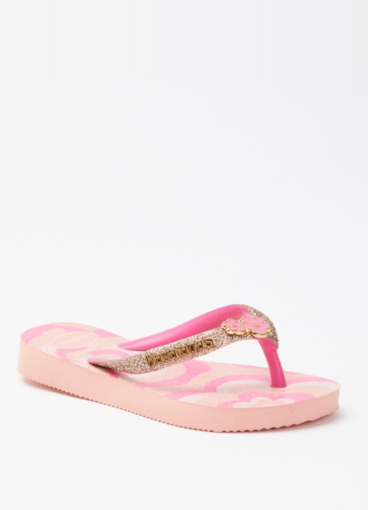 Havaianas Slim Glitter II slipper met glitter - voorkant 2 zalmroze