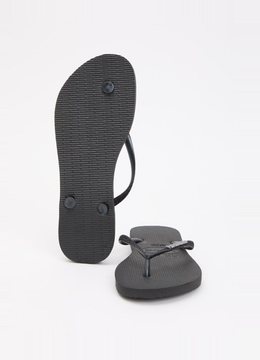 Havaianas Slim slipper met glitter - detail zwart