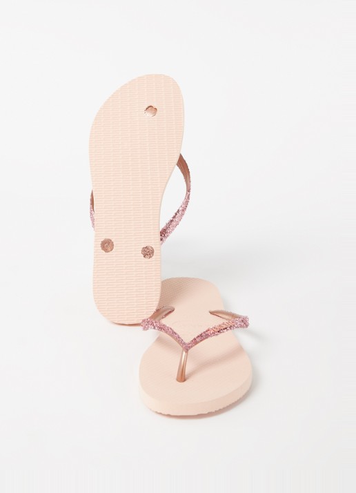 Havaianas Slim slipper met glitter - detail 4 lichtroze