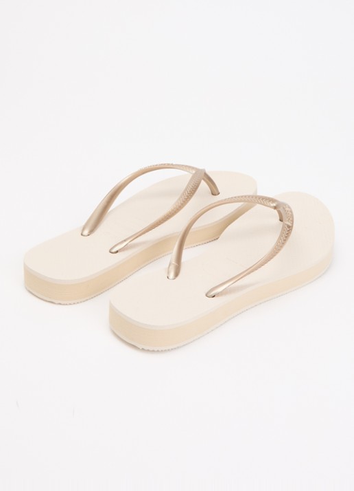 Havaianas Slim slipper met logo - achterkant 2 beige