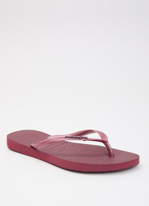 Havaianas Slim slipper met logo - voorkant 4 donkerroze