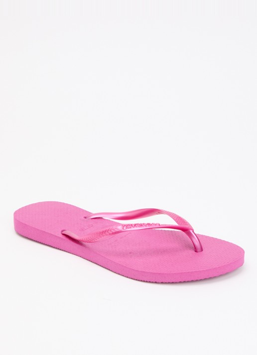 Havaianas Slim slipper met logo - voorkant 4 roze