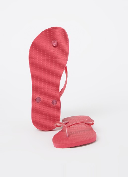 Havaianas Slim slipper met logo - detail donkerroze