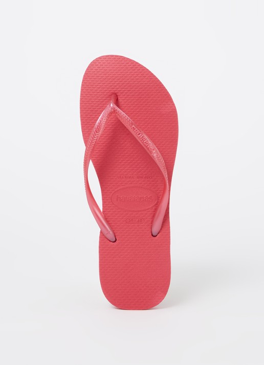 Havaianas Slim slipper met logo - voorkant 2 donkerroze