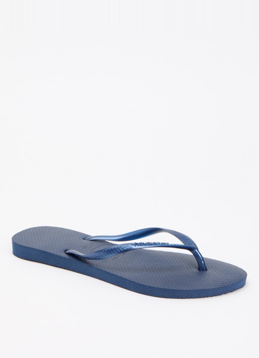 Havaianas Slim slipper met logo - voorkant 2 donkerblauw