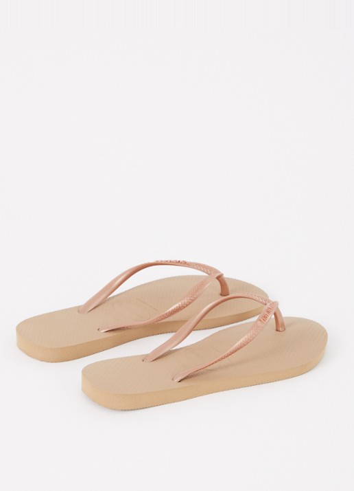 Havaianas Slim slipper met logo - achterkant 2 roségoud