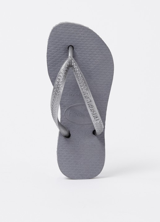 Havaianas Slim slipper met logo - voorkant grijs