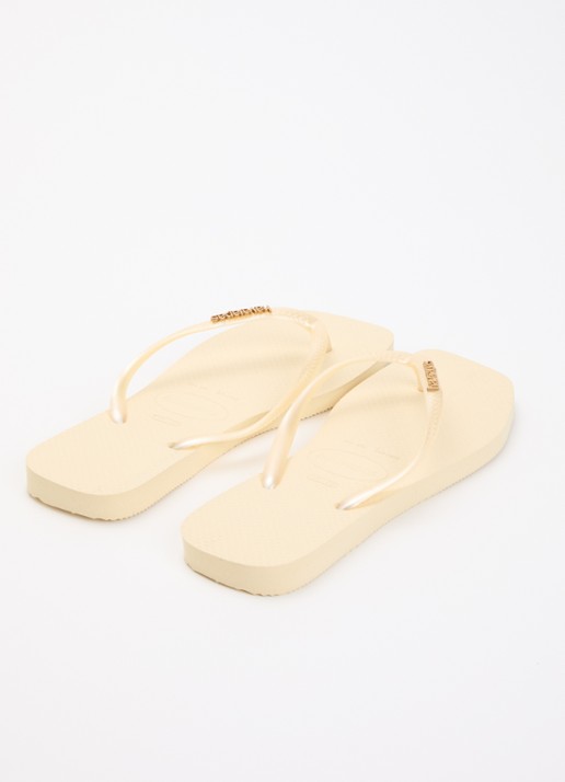 Havaianas Square slipper met logo - achterkant lichtgeel