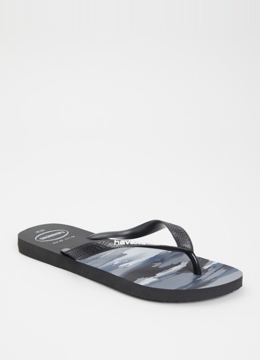 Havaianas Top Camu slipper met camouflageprint - voorkant 3 zwart