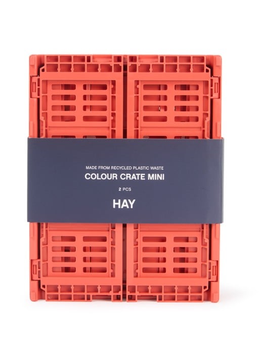Hay Colour Crate Mini vouwkrat set van 2 - voorkant rood