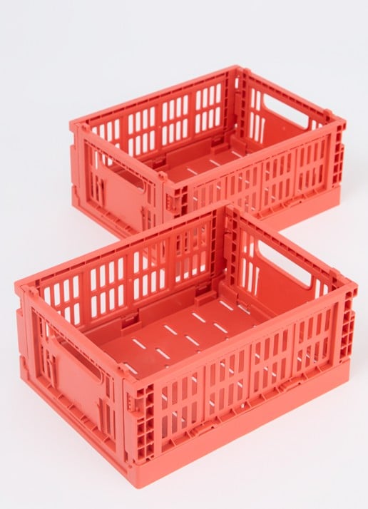 Hay Colour Crate Mini vouwkrat set van 2 - voorkant 2 rood