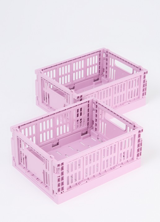 Hay Colour Crate Mini vouwkrat set van 2 - voorkant 2 roze