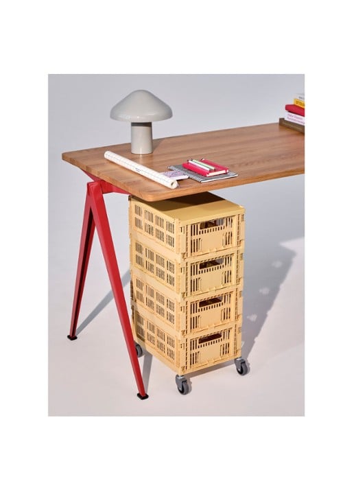 Hay Colour Crate wielen voor opbergkrat set van 4 - voorkant 3 grijs