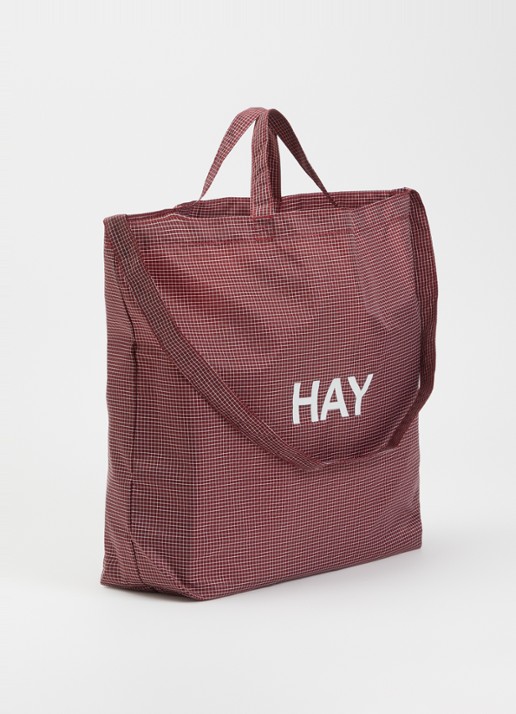 Hay Grid Crossover M crossbodytas met ruitdessin - achterkant 4 bordeauxrood
