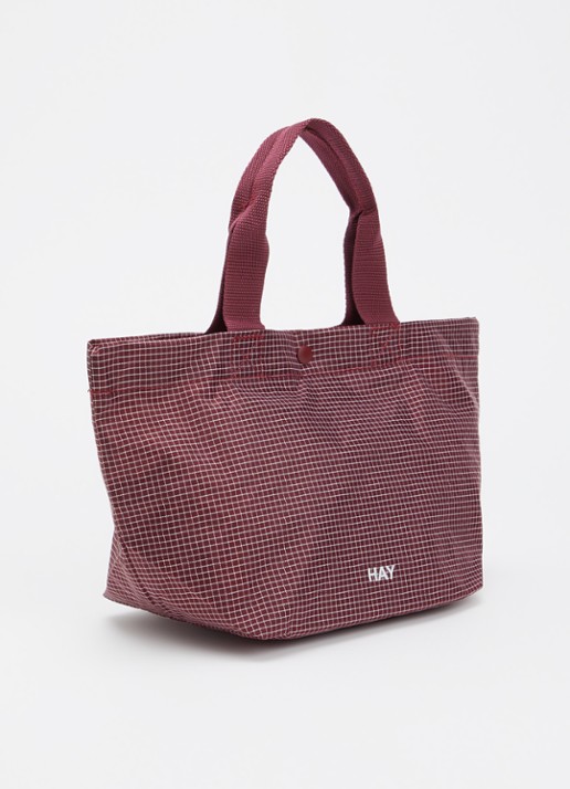 Hay Grid Everyday Mini shopper met ruitdessin - achterkant 4 donkerrood