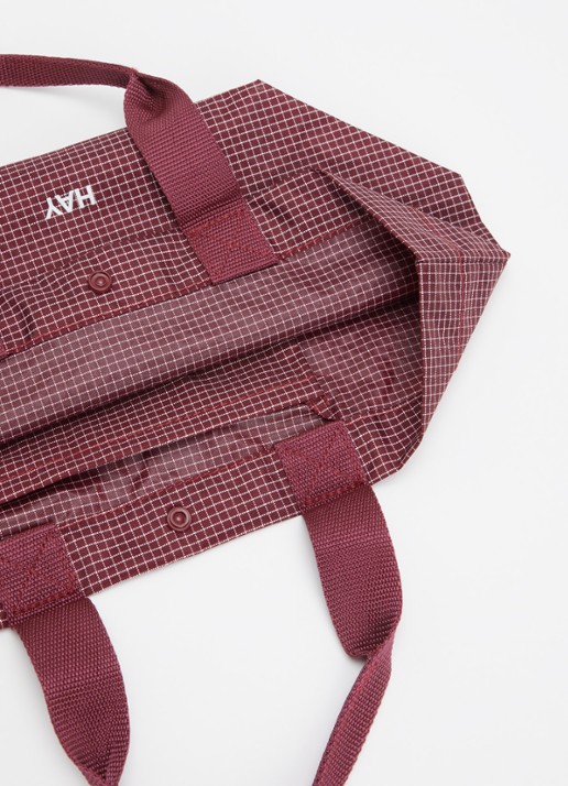 Hay Grid Everyday Mini shopper met ruitdessin - detail donkerrood