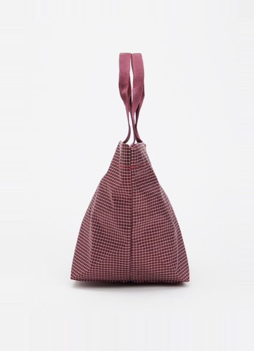 Hay Grid Everyday Mini shopper met ruitdessin - detail 2 donkerrood