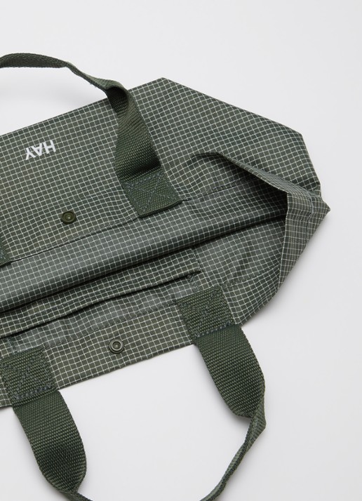 Hay Grid Everyday Mini shopper met ruitdessin - detail donkergroen