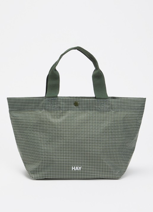 Hay Grid Everyday Mini shopper met ruitdessin - voorkant 5 donkergroen