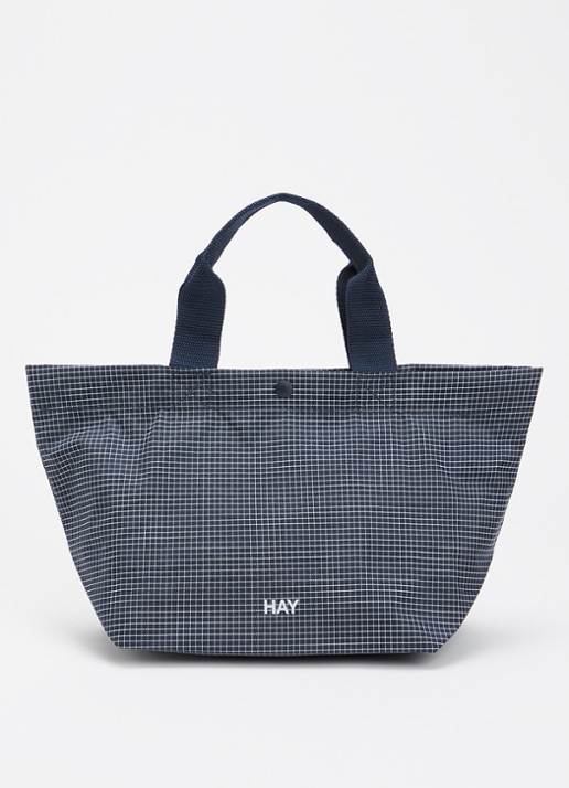 Hay Grid Everyday Mini shopper met ruitdessin - voorkant 4 donkerblauw