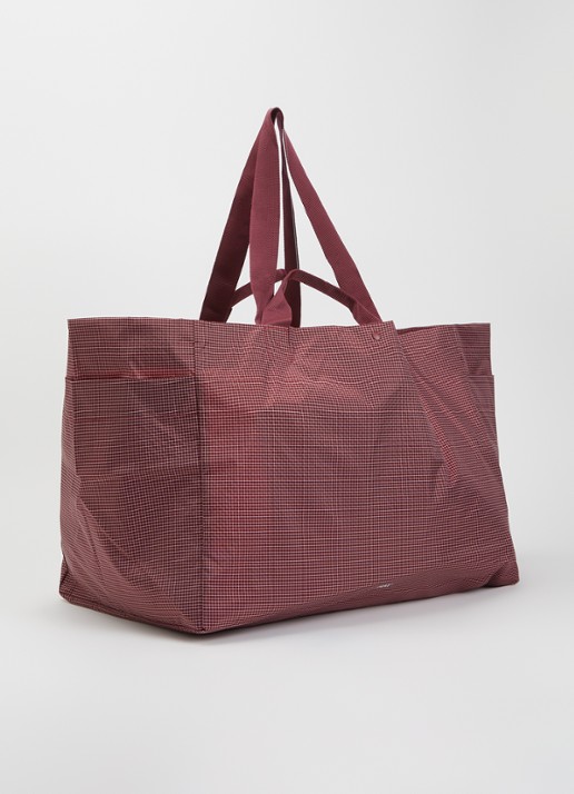 Hay Grid L shopper met ruitdessin en water afstotende coating - achterkant bruin