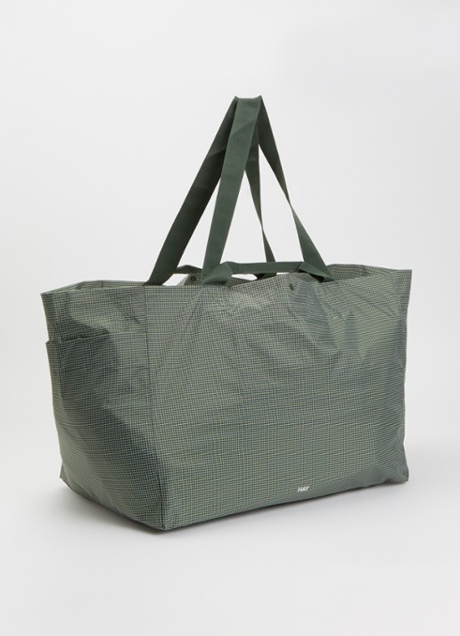 Hay Grid L shopper met ruitdessin en water afstotende coating - achterkant donkergroen