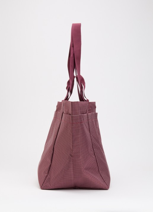 Hay Grid M shopper met ruitdessin en waterafstotende coating - detail 3 bordeauxrood