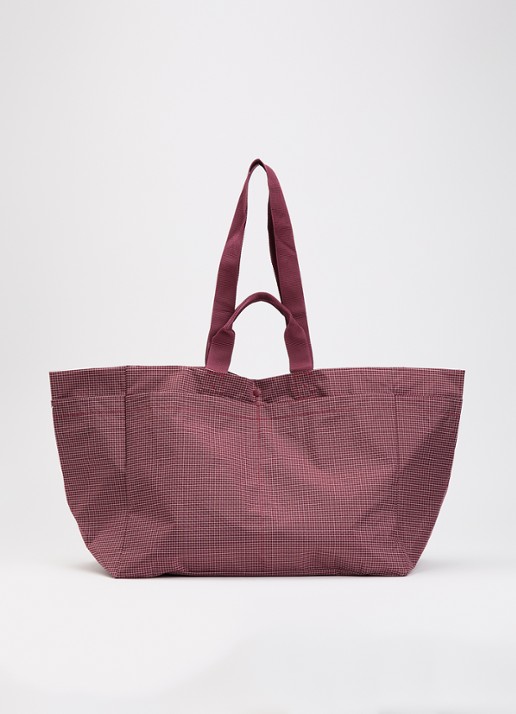Hay Grid M shopper met ruitdessin en waterafstotende coating - voorkant bordeauxrood