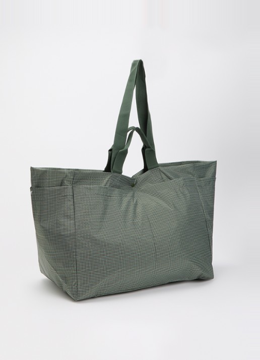 Hay Grid M shopper met ruitdessin en waterafstotende coating - achterkant 5 donkergroen