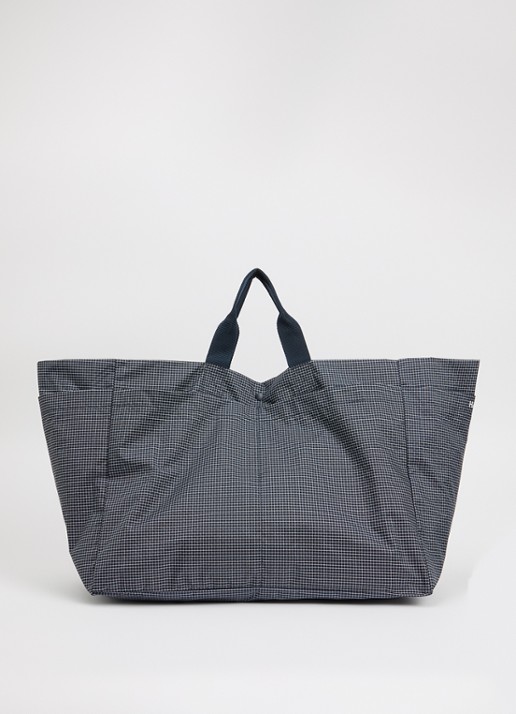 Hay Grid M shopper met ruitdessin en waterafstotende coating - voorkant 4 donkerblauw