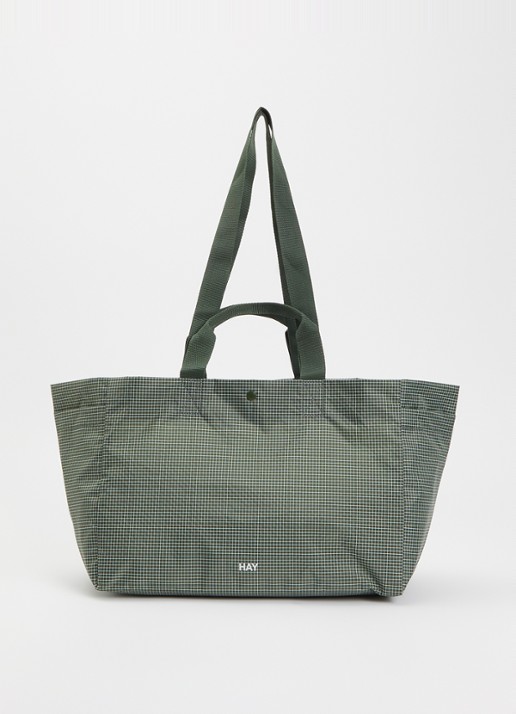Hay Grid S shopper met waterafstotende coating - voorkant donkergroen