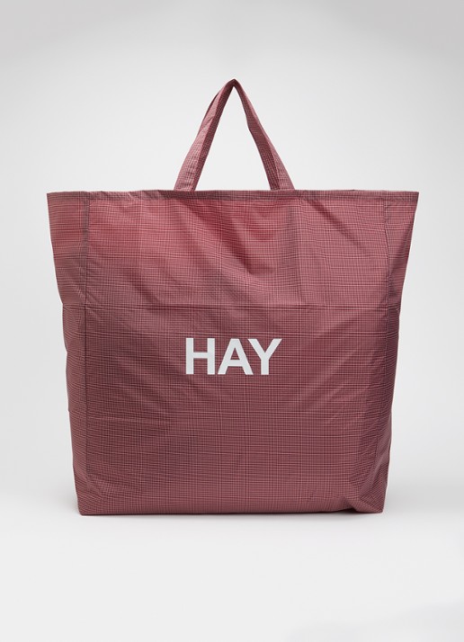 Hay Grid XL shopper met ruitdessin en logo