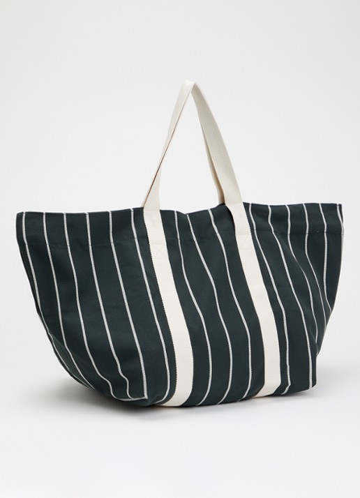 Hay Outdoor Market Picnic shopper van canvas met streepprint - achterkant zwart
