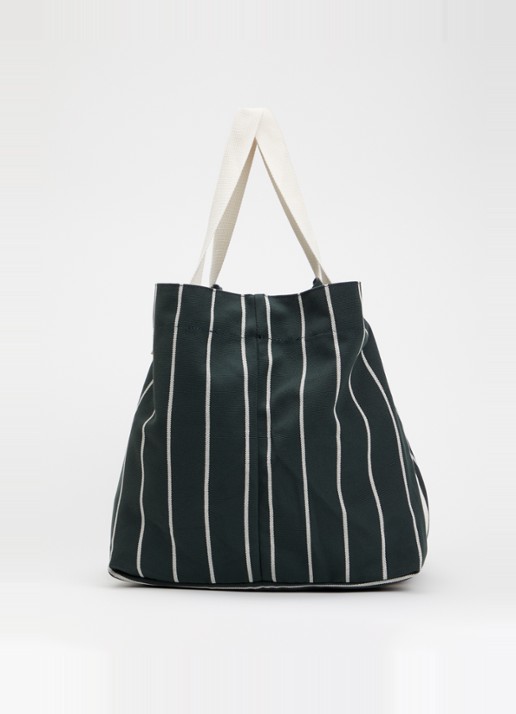 Hay Outdoor Market Picnic shopper van canvas met streepprint - detail 3 zwart