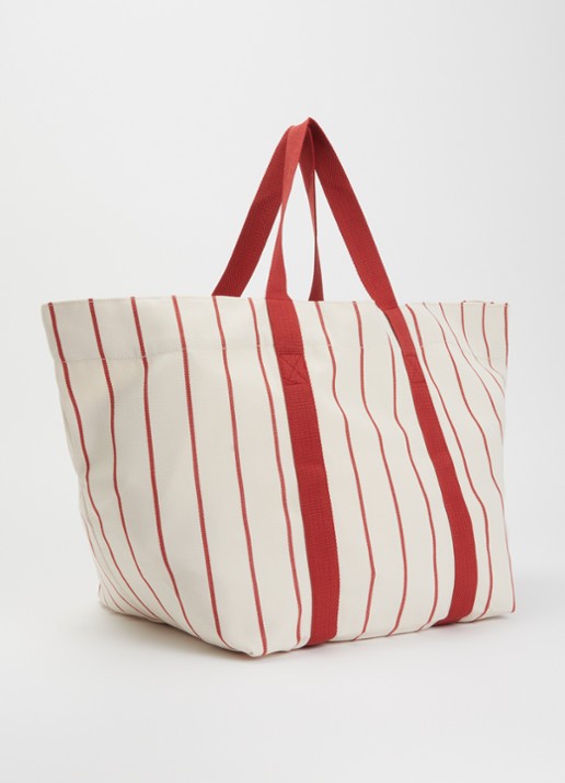 Hay Outdoor Market Picnic shopper van canvas met streepprint - achterkant 5 beige