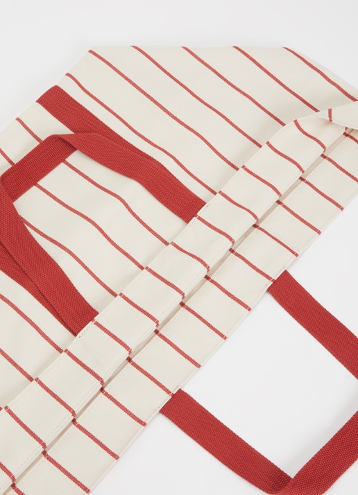 Hay Outdoor Market Picnic shopper van canvas met streepprint - detail beige