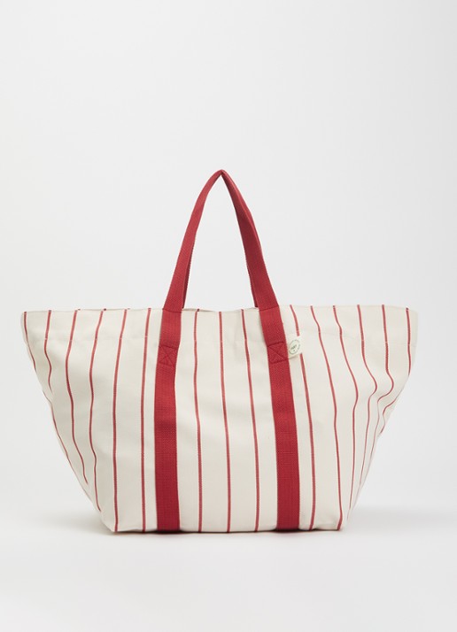 Hay Outdoor Market Picnic shopper van canvas met streepprint - voorkant 4 beige