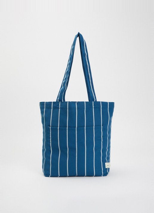 Hay Outdoor Market shopper met streepprint - voorkant 5 blauw