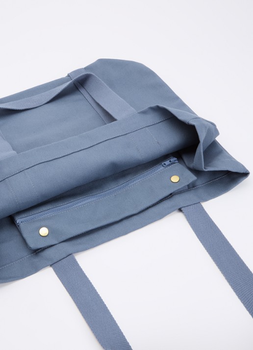 Hay Shopper met logo - detail staalblauw