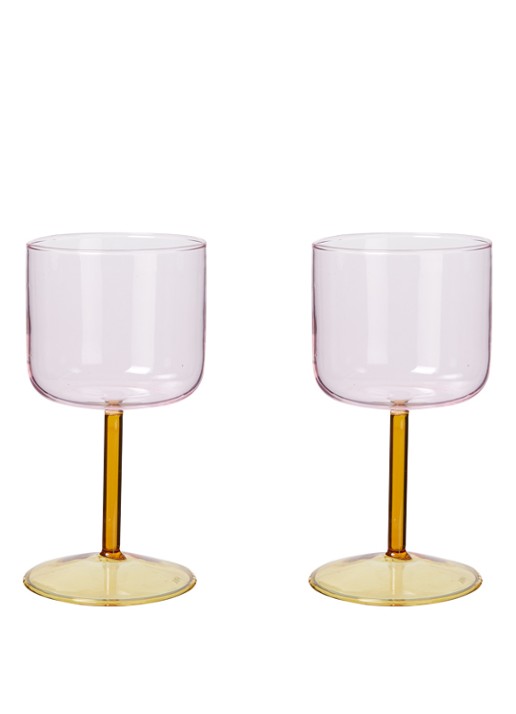 Hay Tint wijnglas 25 cl set van 2 - voorkant roze