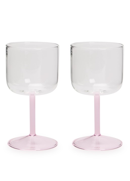 Hay Tint wijnglas 25 cl set van 2 - voorkant roze