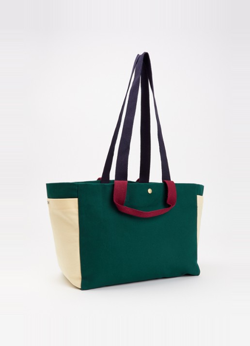 Hay Weekend Small shopper van canvas - achterkant donkergroen