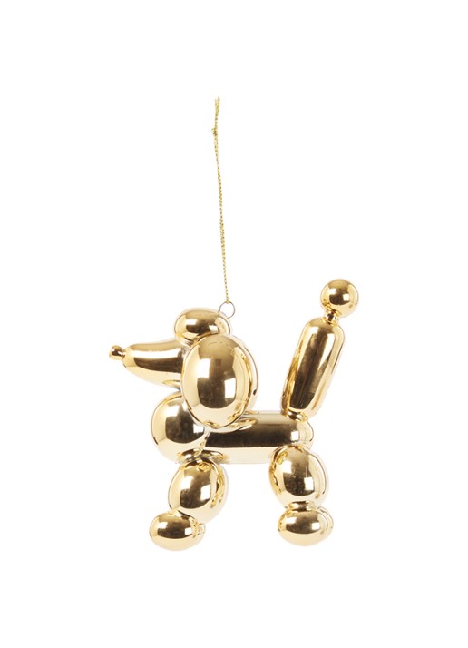 HD Collection Ballon poedel kersthanger 10 cm - voorkant 2 goud